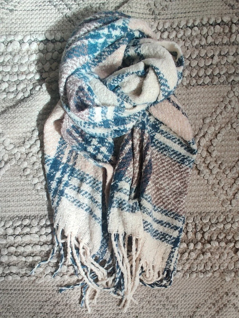 Free People Homecoming Plaid Blanket Scarf In Mushroom One Size